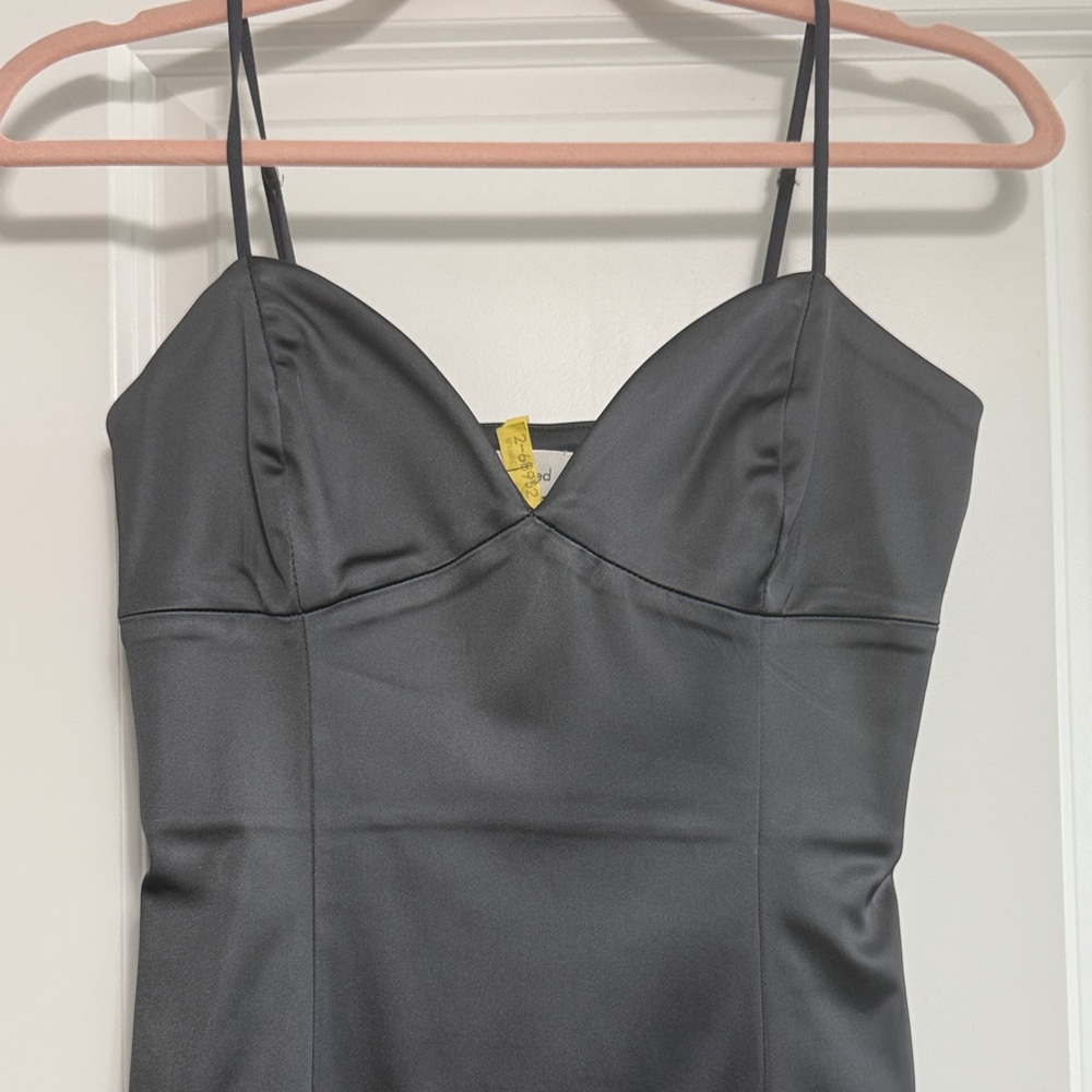 Wilfred Charcoal Satin Midi Dress - Picture 3 of 9